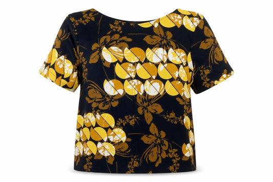 Marks and Spencer Womens Black Floral Polyester Basic Blouse Size 12 Round Neck