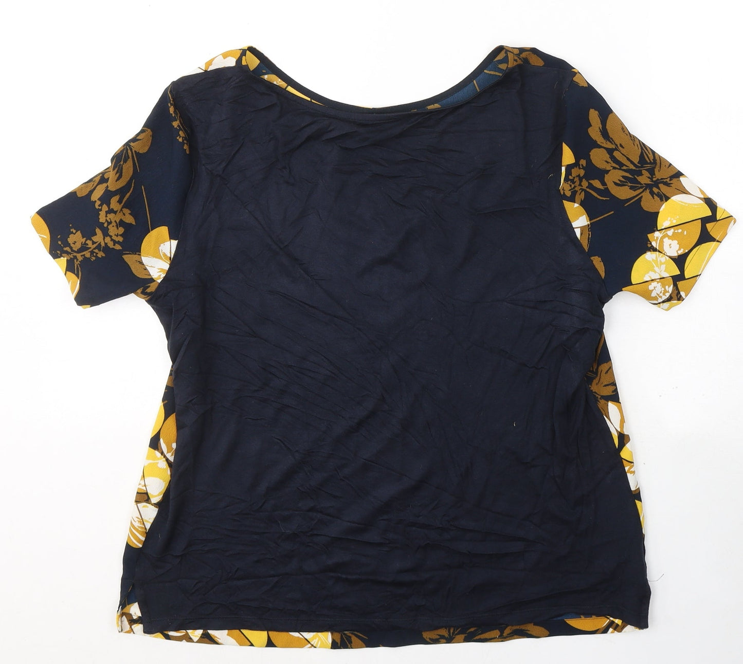 Marks and Spencer Womens Black Floral Polyester Basic Blouse Size 12 Round Neck