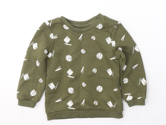 Primark Boys Green  Cotton Pullover Sweatshirt Size 2-3 Years  Pullover - School icons