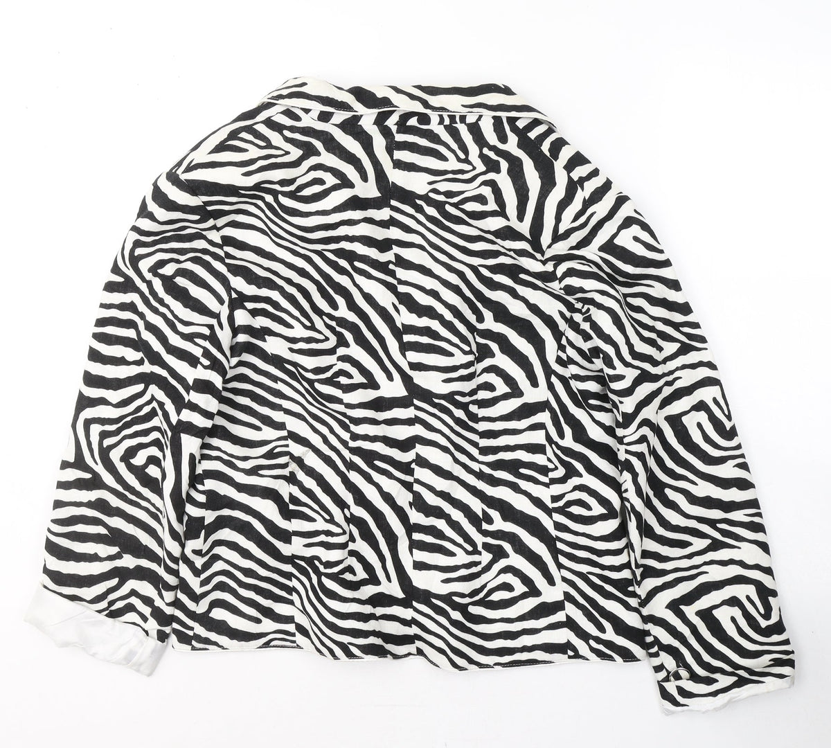Simon Jefferey Womens Black Animal Print Viscose Jacket Blazer Size 16