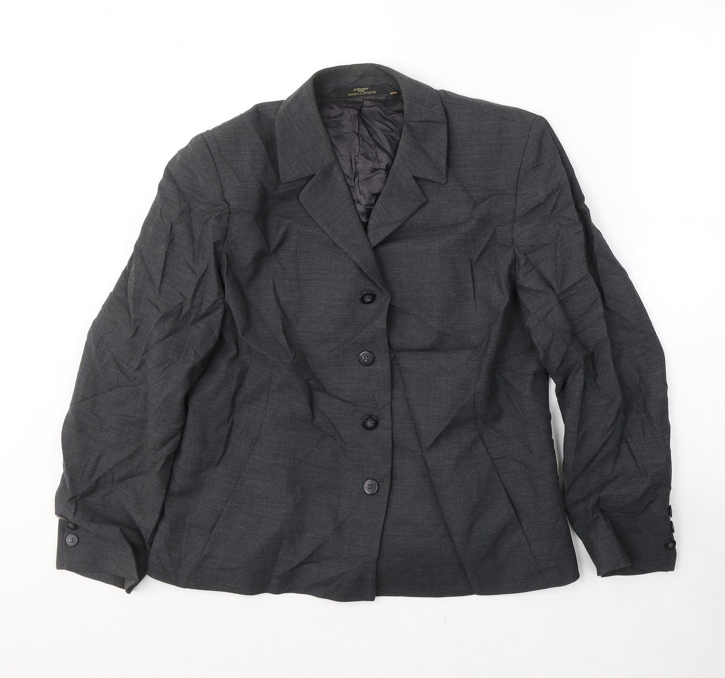 Marks and Spencer Womens Grey  Wool Jacket Suit Jacket Size 12