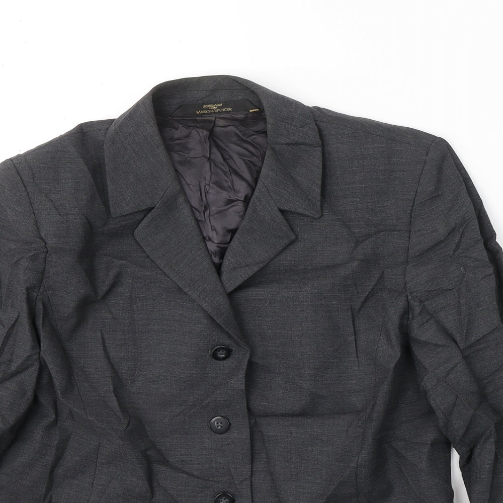 Marks and Spencer Womens Grey  Wool Jacket Suit Jacket Size 12
