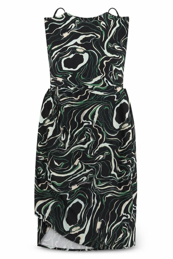Naanaa Womens Black Geometric Polyester Ball Gown  Size 6  Square Neck Tie