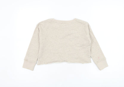 Next Girls Beige  Cotton Pullover Sweatshirt Size 6 Years  Pullover - Butterfly