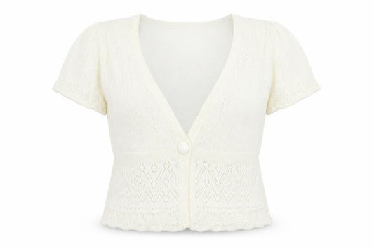 EWM Womens Ivory V-Neck  Acrylic Cardigan Jumper Size 14
