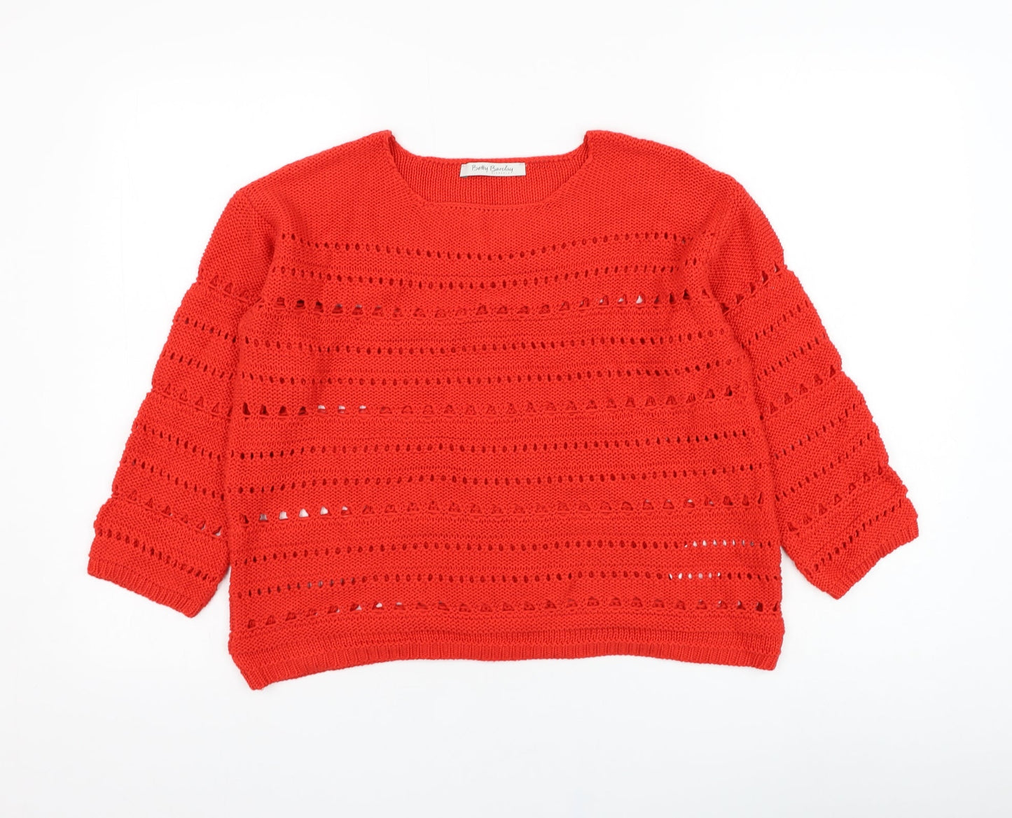 Betty Barclay Womens Red Round Neck  Acrylic Pullover Jumper Size 10