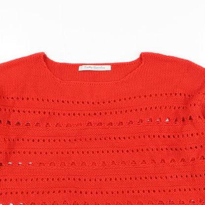 Betty Barclay Womens Red Round Neck  Acrylic Pullover Jumper Size 10