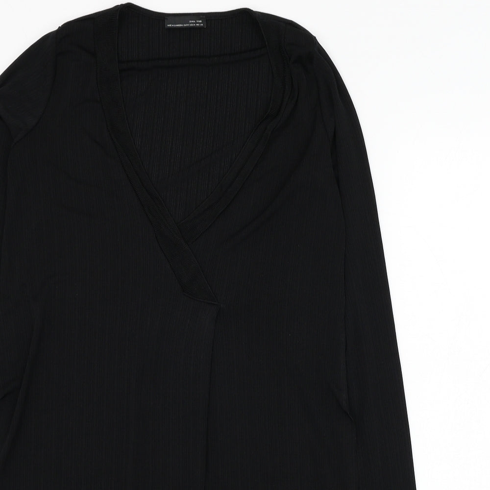 Zara Womens Black  Polyester Basic Blouse Size M V-Neck