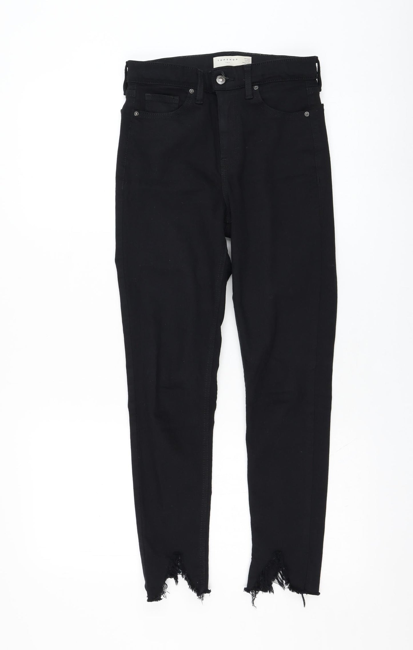 Topshop Womens Black  Cotton Skinny Jeans Size 26 in L30 in Regular Zip