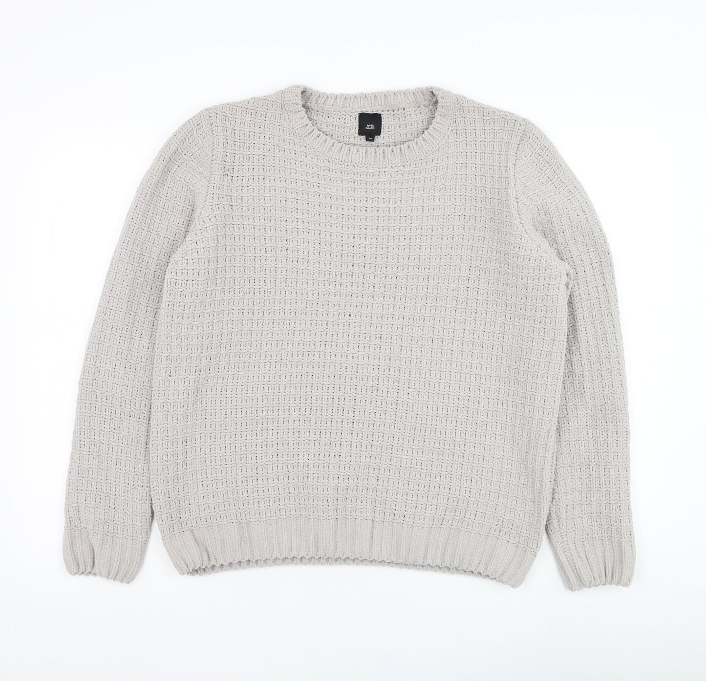 River Island Womens Grey Round Neck  Polyester Pullover Jumper Size M