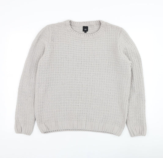 River Island Womens Grey Round Neck  Polyester Pullover Jumper Size M
