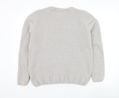 River Island Womens Grey Round Neck  Polyester Pullover Jumper Size M
