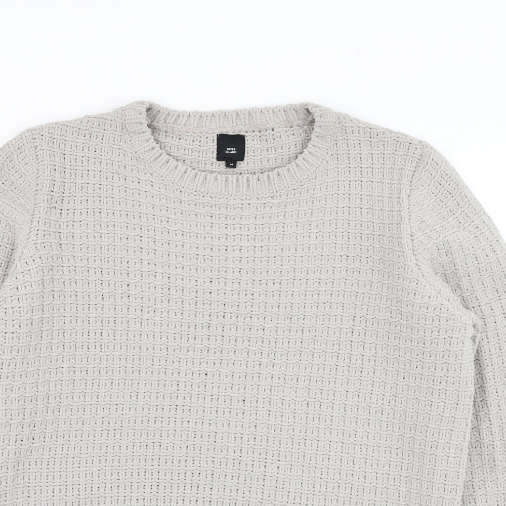 River Island Womens Grey Round Neck  Polyester Pullover Jumper Size M