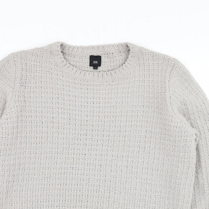 River Island Womens Grey Round Neck  Polyester Pullover Jumper Size M