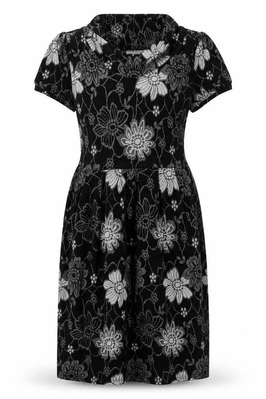 Chianti Womens Black Floral Polyester Jumper Dress  Size 10  Mock Neck Pullover