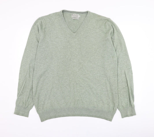 Ty Mens Green Round Neck  Cotton Pullover Jumper Size L