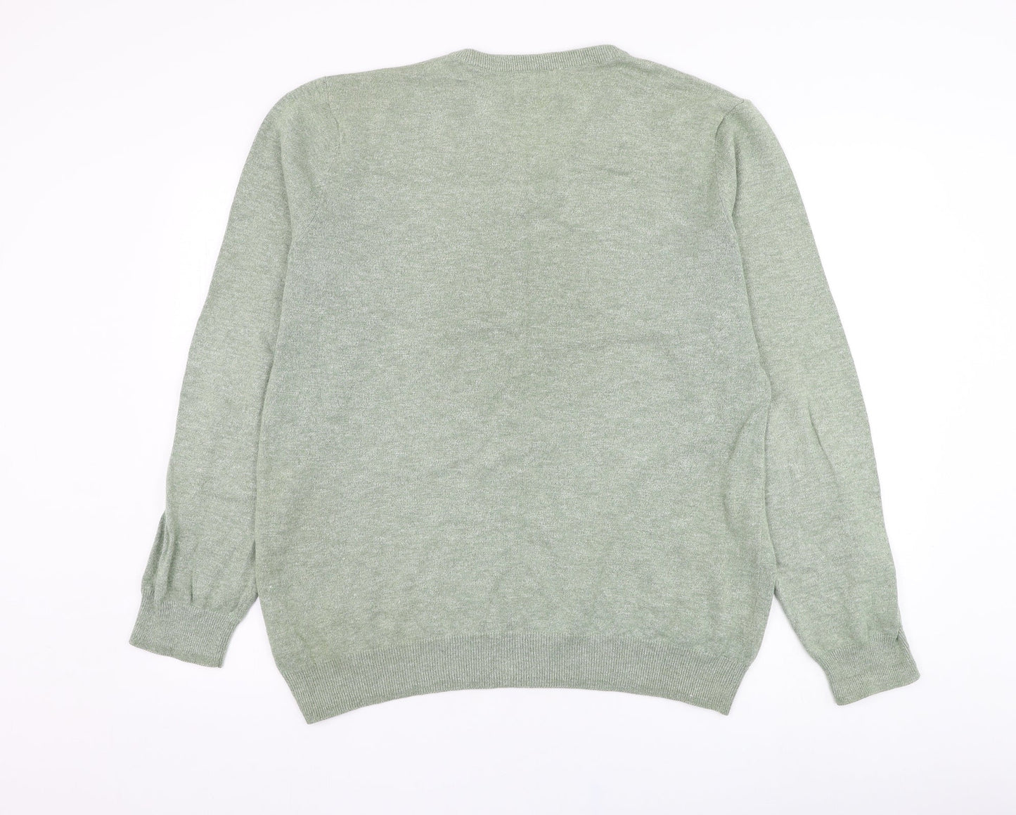 Ty Mens Green Round Neck  Cotton Pullover Jumper Size L