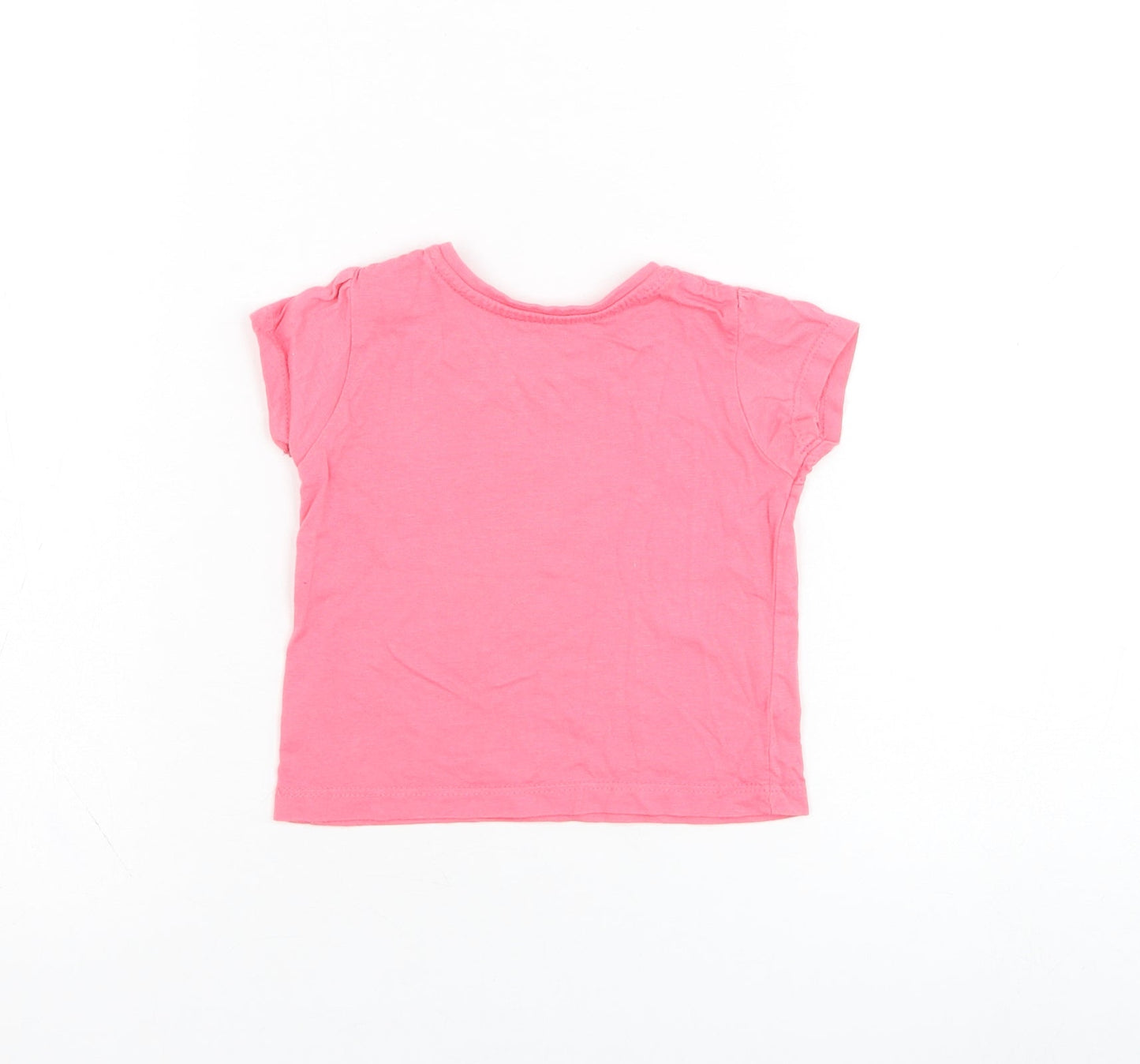 Primark Girls Pink  Cotton Basic T-Shirt Size 3-6 Months Round Neck Pullover - Love
