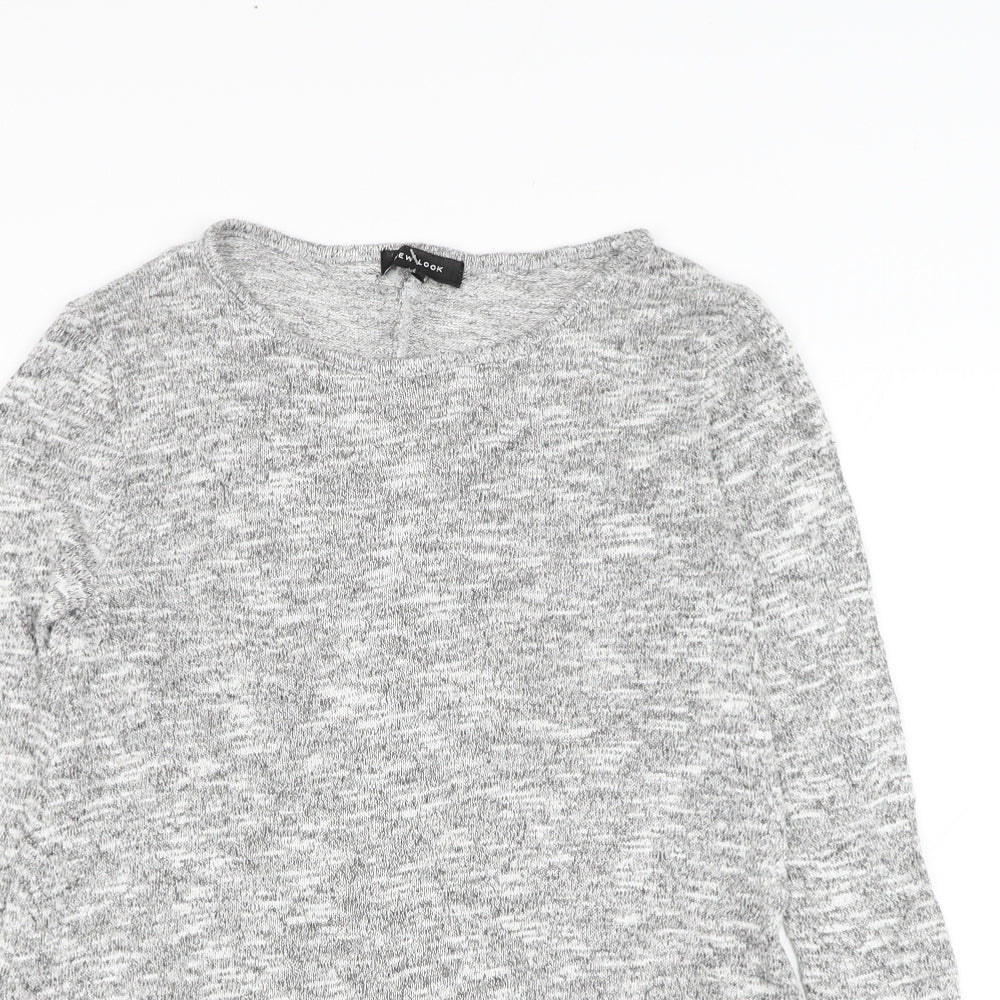 New Look Womens Grey Round Neck  Viscose Pullover Jumper Size 8