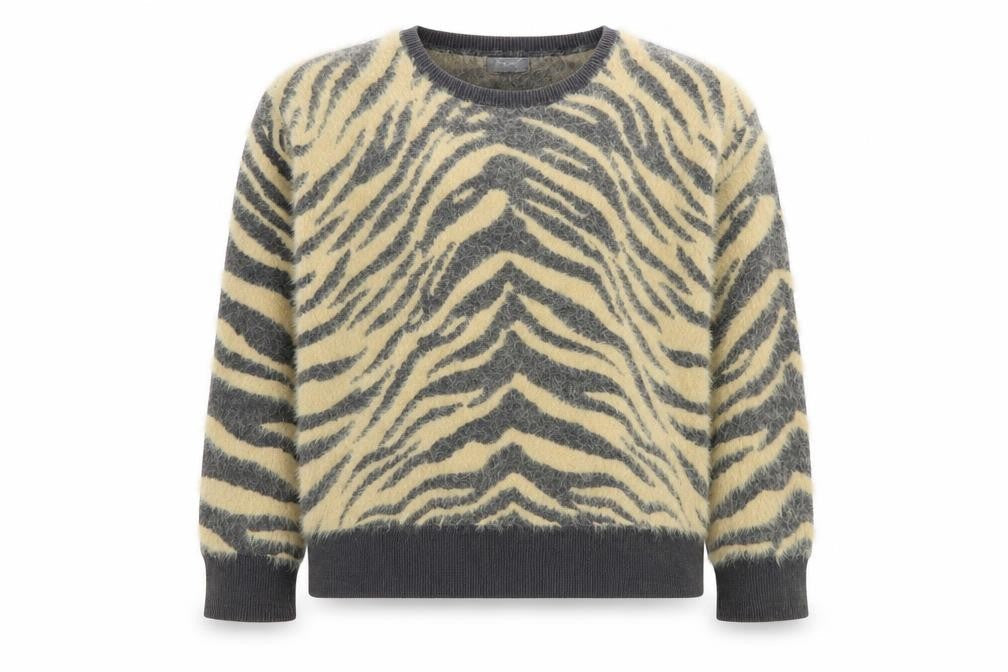 NEXT Girls Brown Round Neck Animal Print Nylon Pullover Jumper Size 7 Years  Pullover