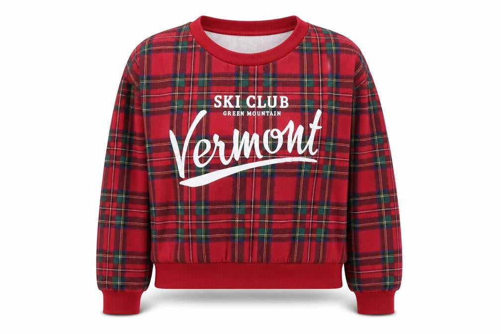H&M Girls Red Check Cotton Pullover Sweatshirt Size 11-12 Years  Pullover - Ski Club Vermont