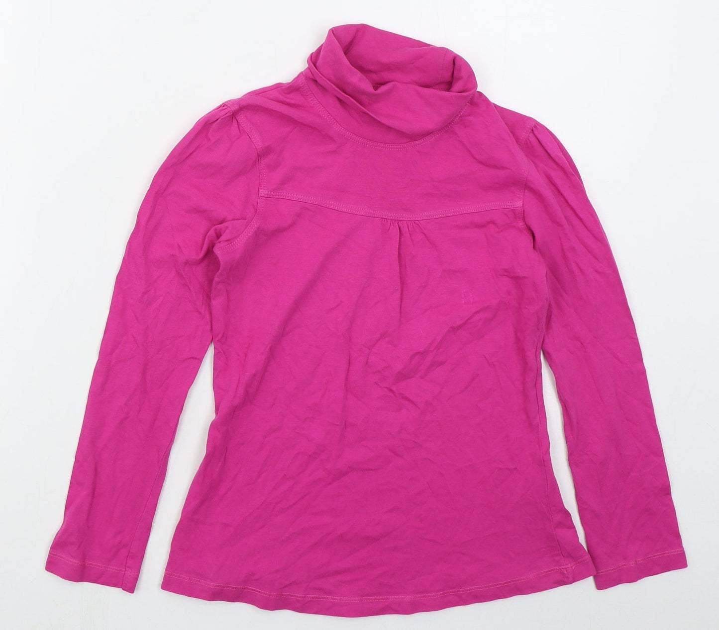 YFK Girls Pink  Cotton Basic T-Shirt Size 10 Years Roll Neck Pullover