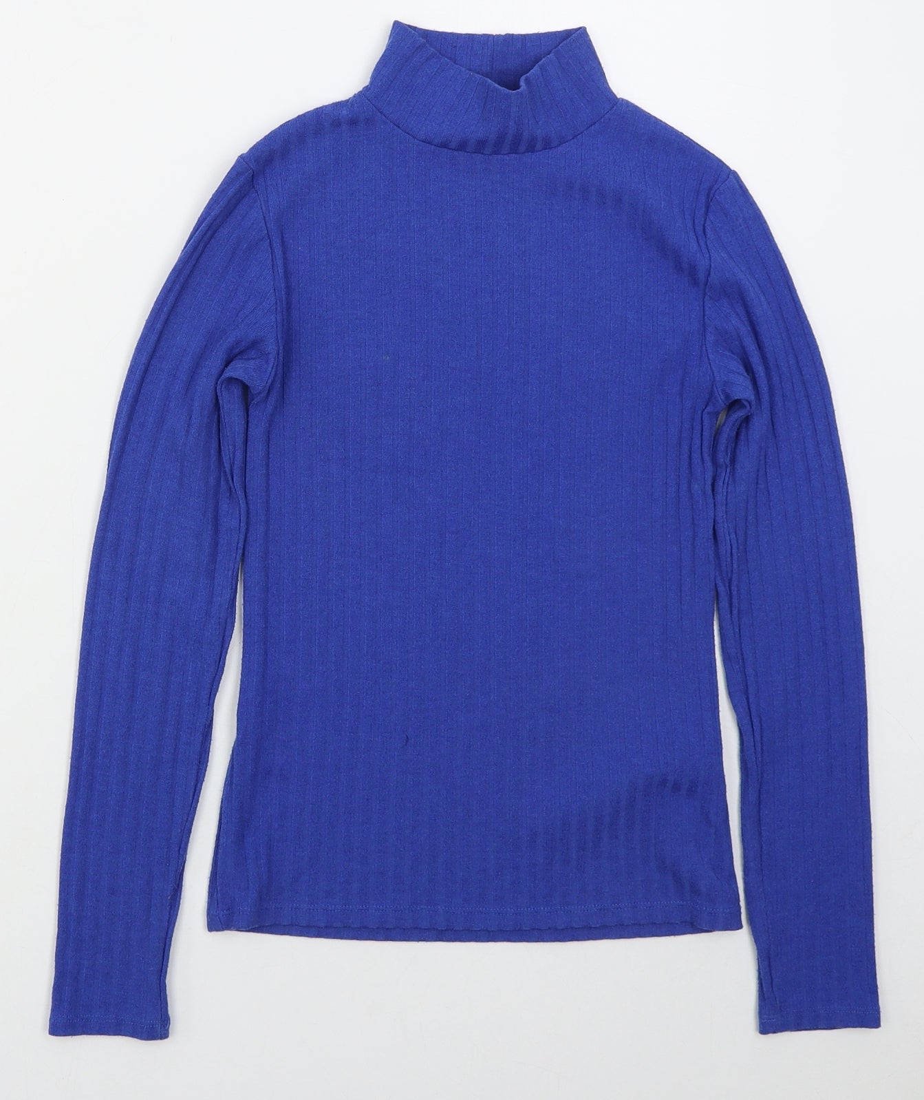 Topshop Womens Blue Mock Neck  Polyester Pullover Jumper Size 8