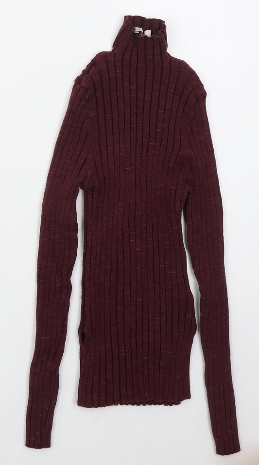 Topshop Womens Purple Mock Neck  Viscose Pullover Jumper Size M