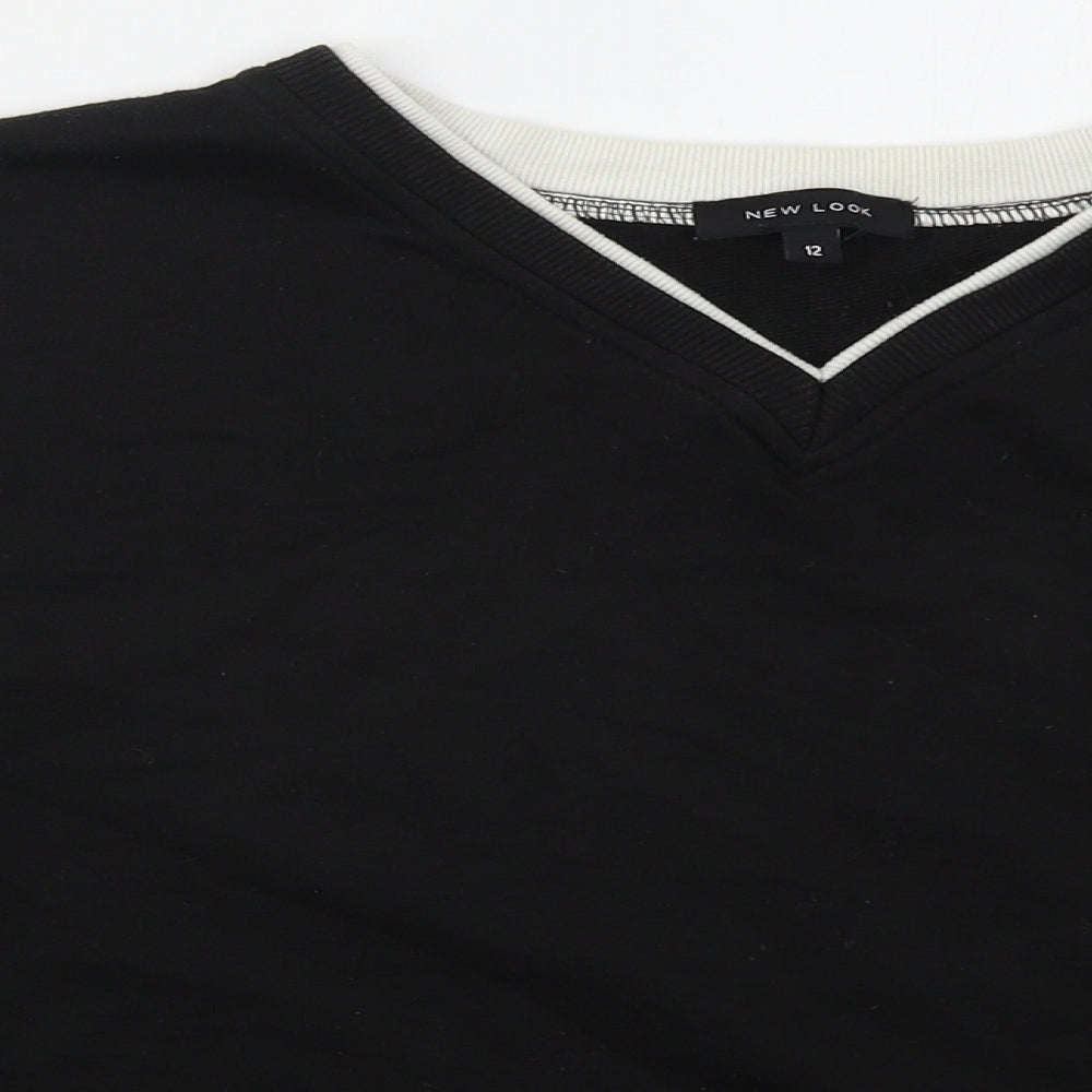 New Look Womens Black  Cotton Pullover Sweatshirt Size 12  Pullover