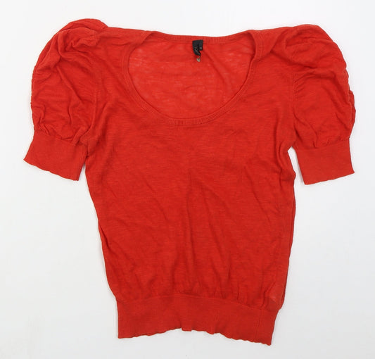 Topshop Womens Red Round Neck  Cotton Pullover Jumper Size 12