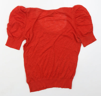Preloved Topshop Womens Red Round Neck  Cotton Pullover Jumper Size 12 - Back