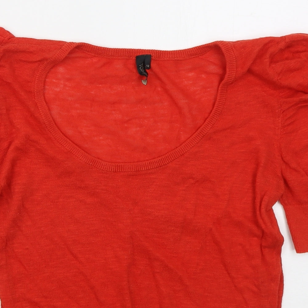 Topshop Womens Red Round Neck  Cotton Pullover Jumper Size 12