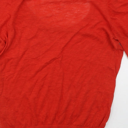 Preloved Topshop Womens Red Round Neck  Cotton Pullover Jumper Size 12 - Label