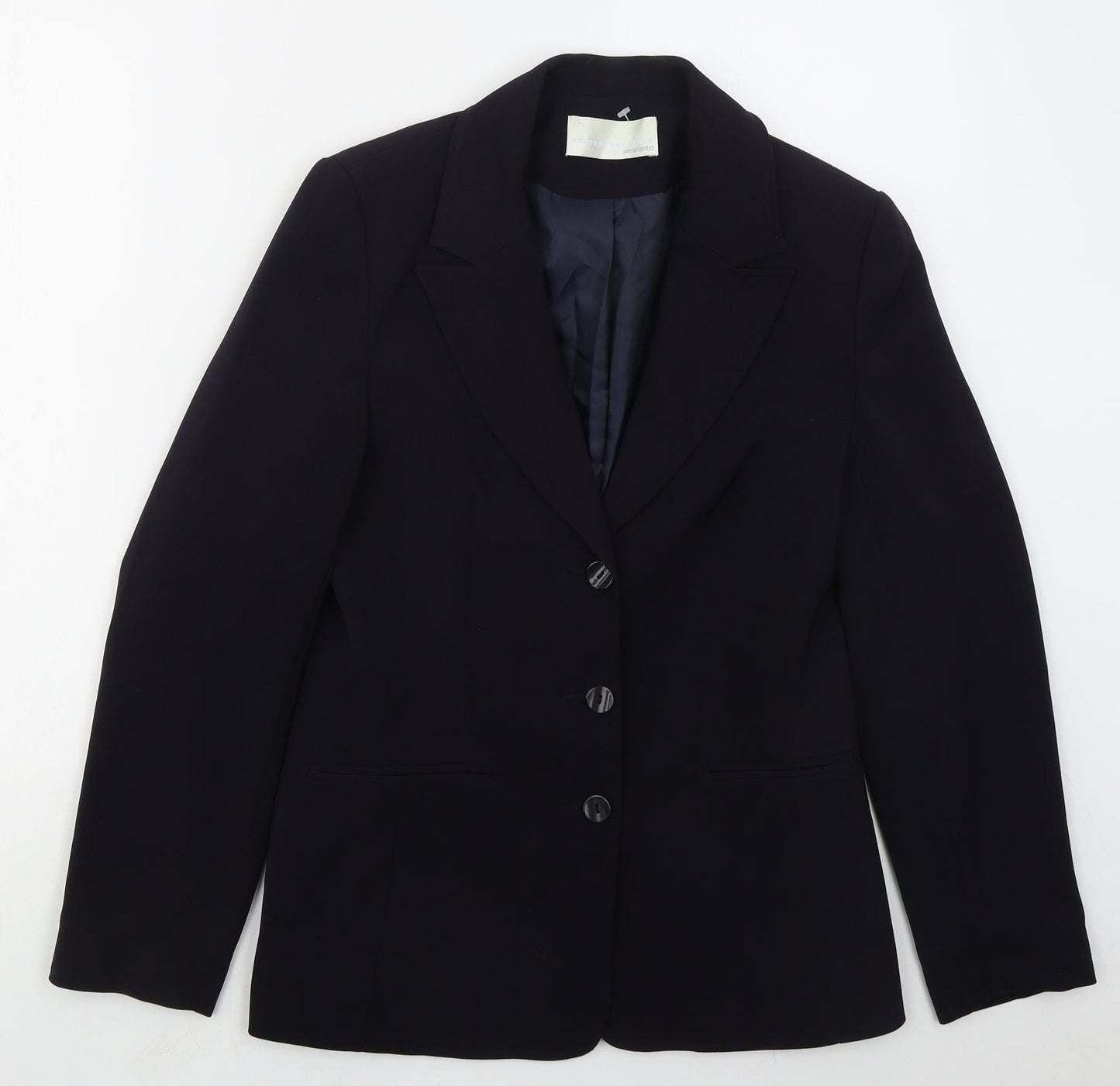 AMARANTO Womens Blue  Polyester Jacket Suit Jacket Size 10