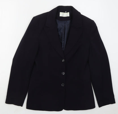 AMARANTO Womens Blue  Polyester Jacket Suit Jacket Size 10