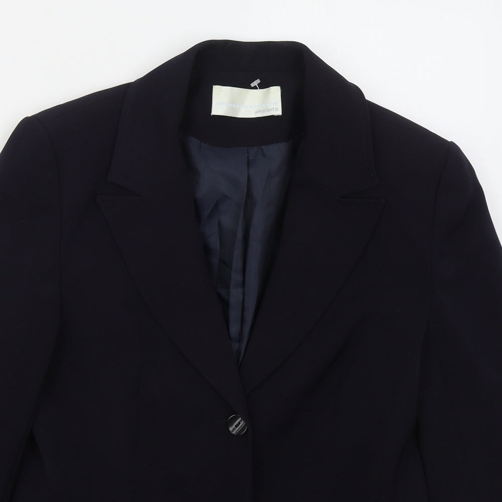 AMARANTO Womens Blue  Polyester Jacket Suit Jacket Size 10