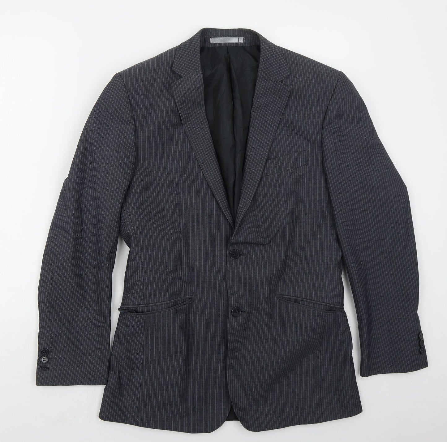 Burton Mens Blue Striped Polyester Jacket Suit Jacket Size 36