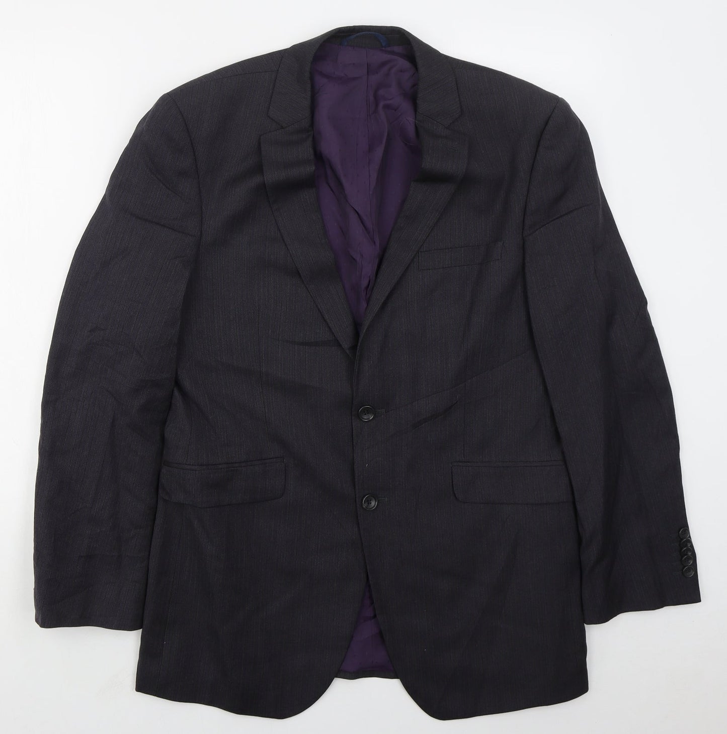 Burton Mens Grey Herringbone Wool Jacket Suit Jacket Size 42