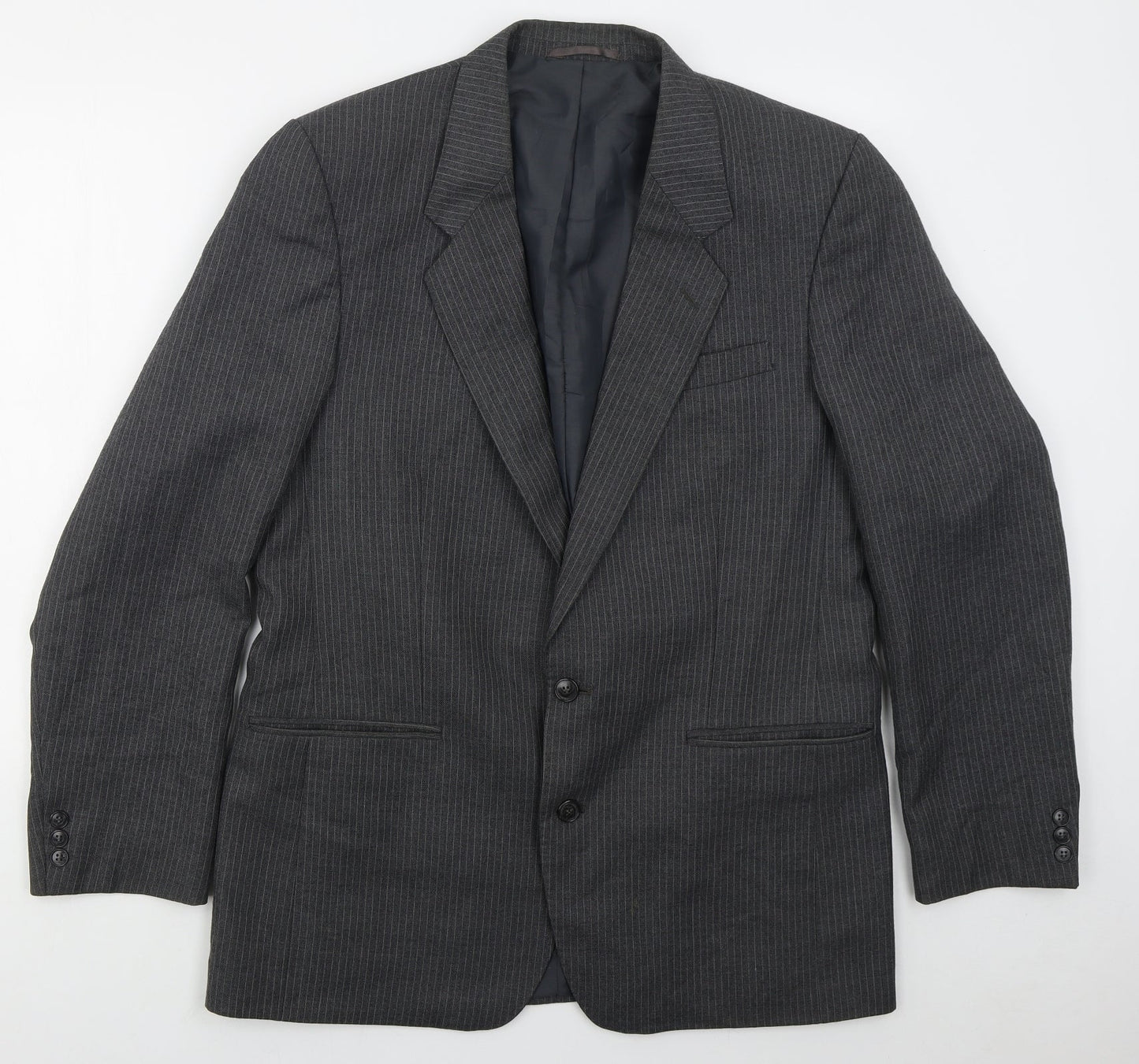 C&A Mens Grey Striped Polyester Jacket Suit Jacket Size 42