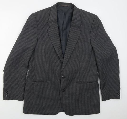 C&A Mens Grey Striped Polyester Jacket Suit Jacket Size 42