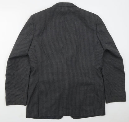 C&A Mens Grey Striped Polyester Jacket Suit Jacket Size 42