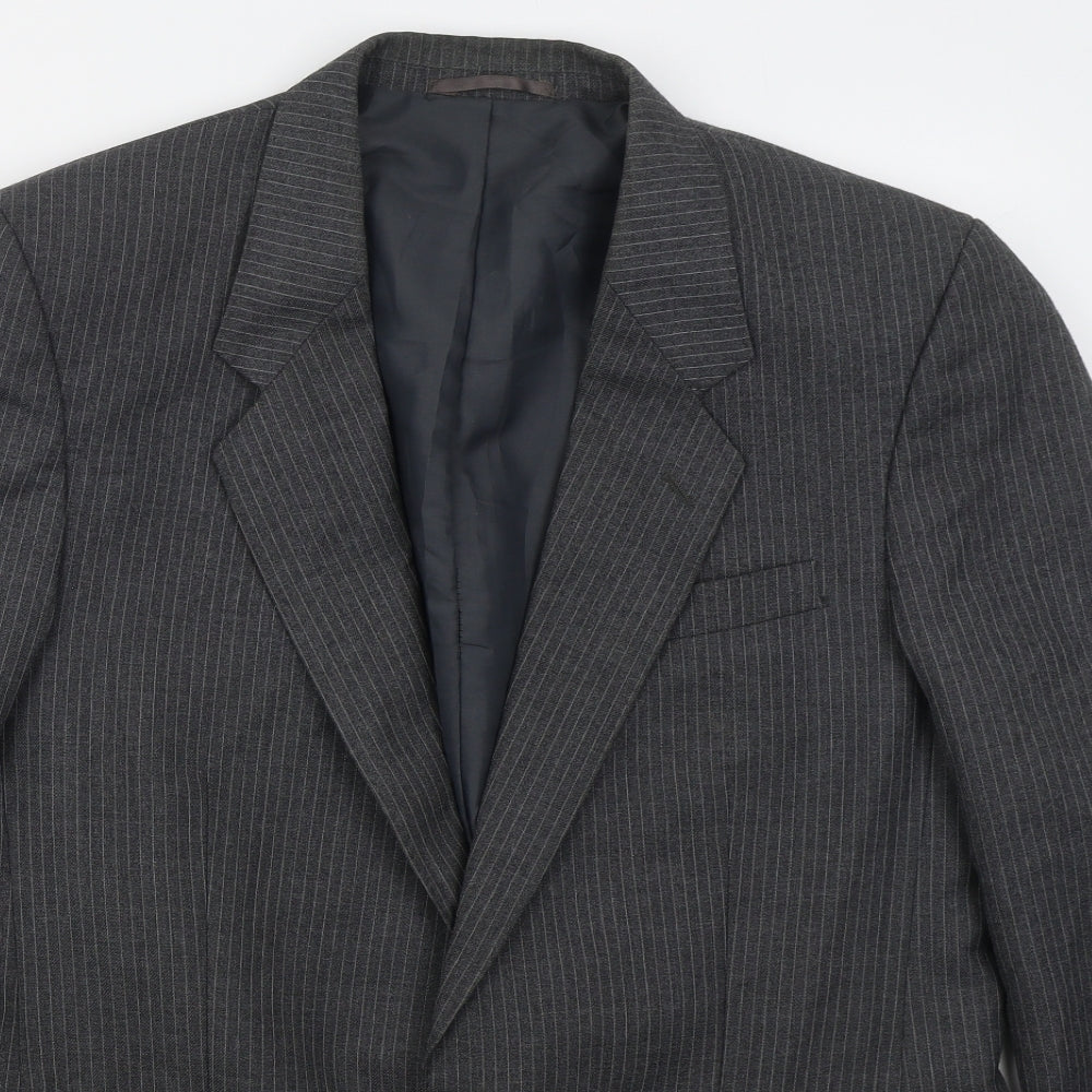 C&A Mens Grey Striped Polyester Jacket Suit Jacket Size 42