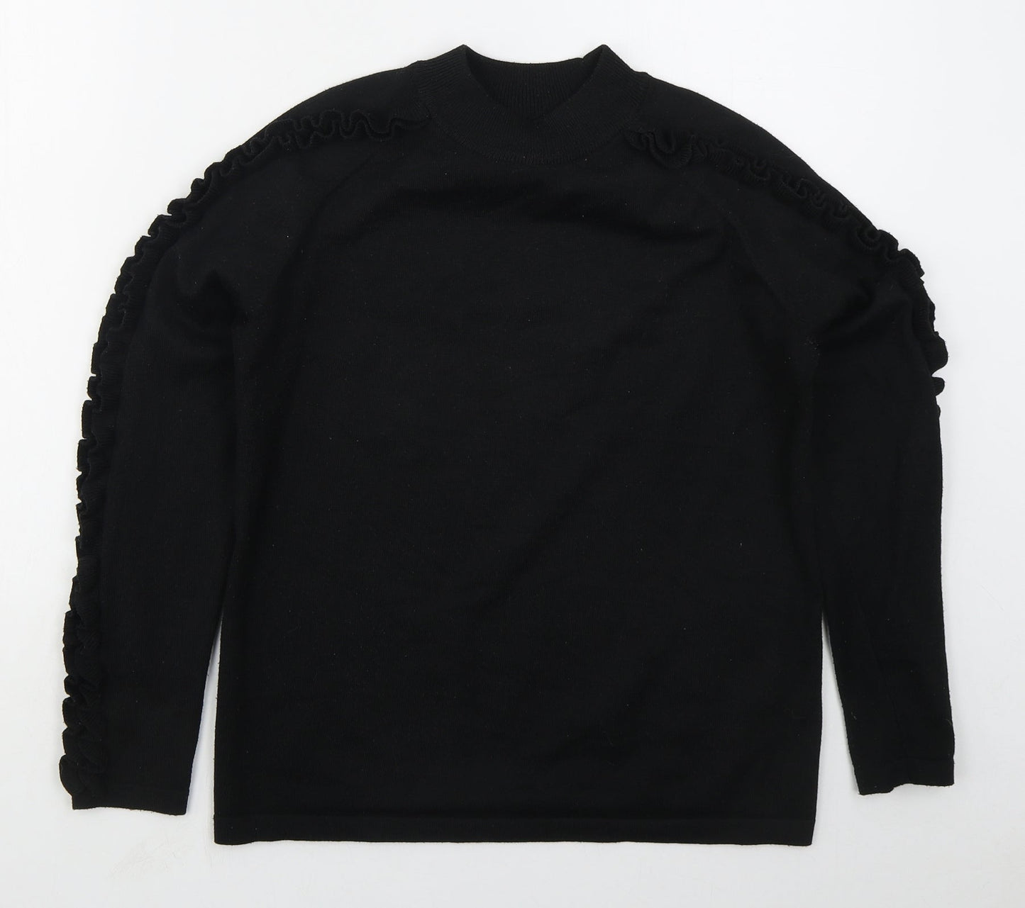 Matalan Womens Black Mock Neck  Polyester Pullover Jumper Size 10
