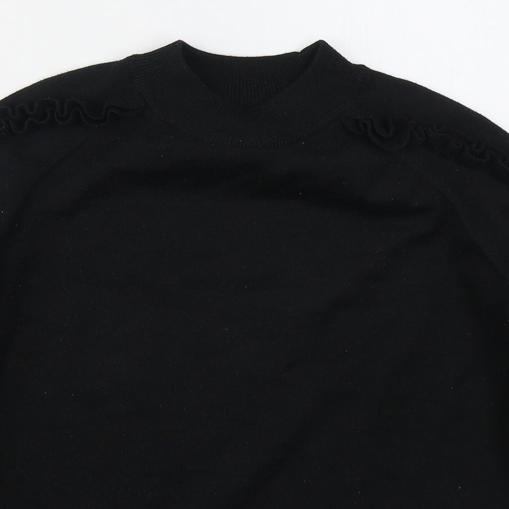 Matalan Womens Black Mock Neck  Polyester Pullover Jumper Size 10