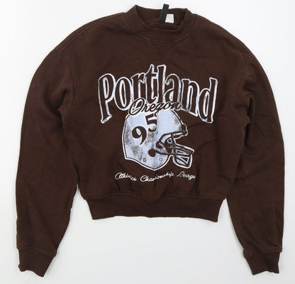 H&M Womens Brown  Cotton Pullover Sweatshirt Size XS  Pullover - Portland Oregon