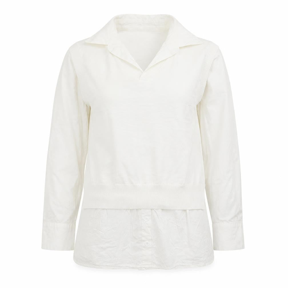 Lucce Womens White Collared  Viscose Vest Jumper Size M   - Vest and Shirt in one