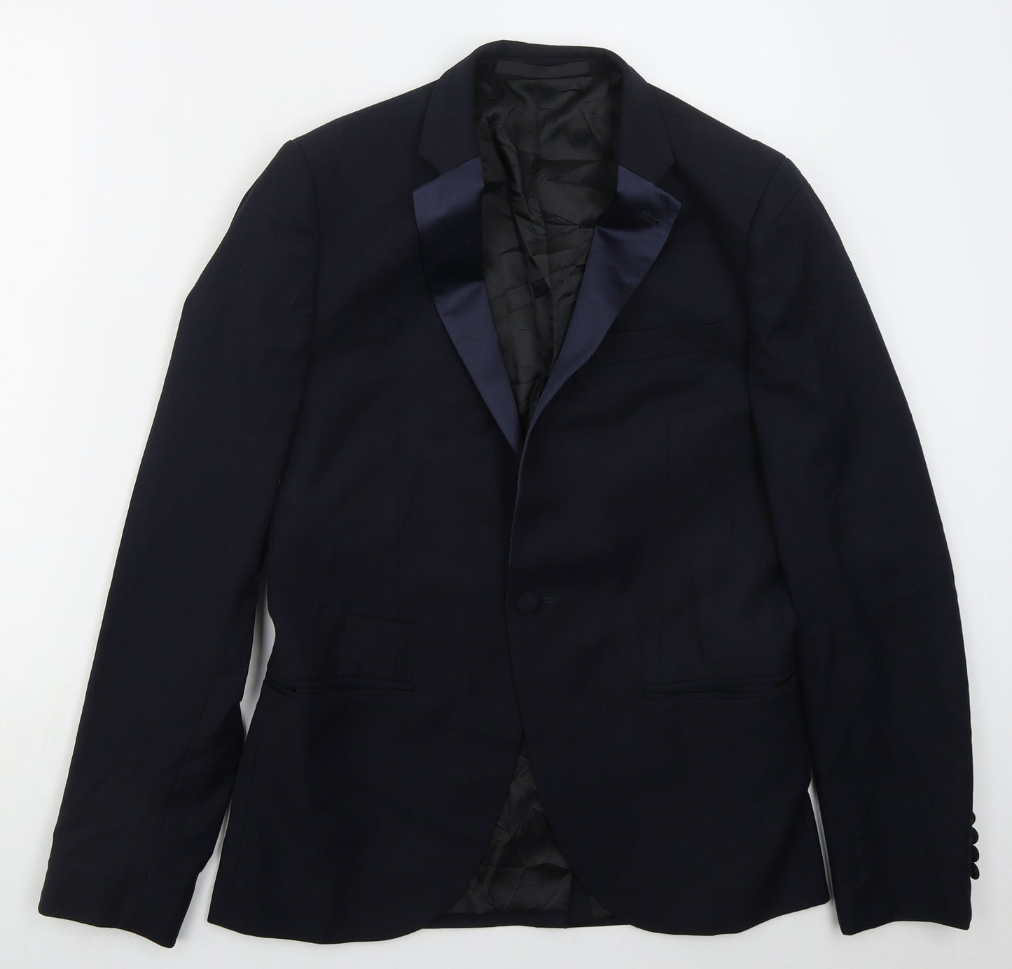 Topman Mens Blue  Polyester Jacket Suit Jacket Size 38