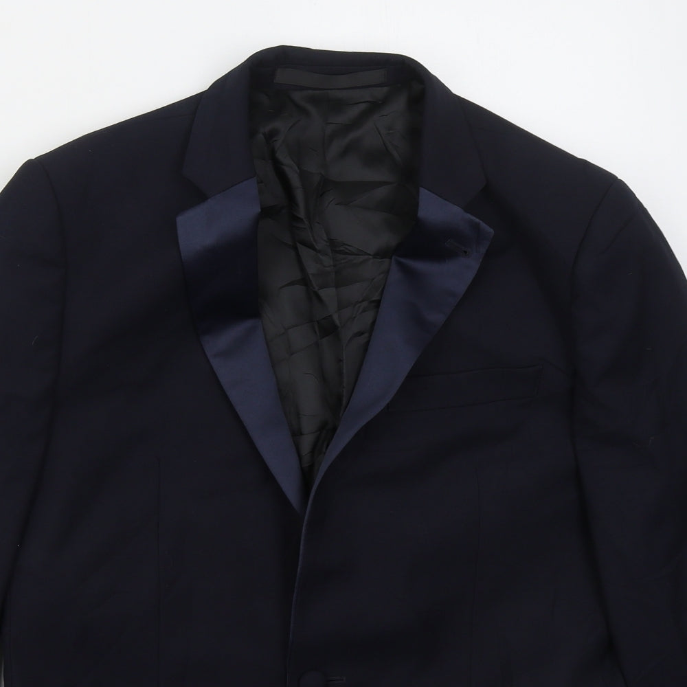 Topman Mens Blue  Polyester Jacket Suit Jacket Size 38