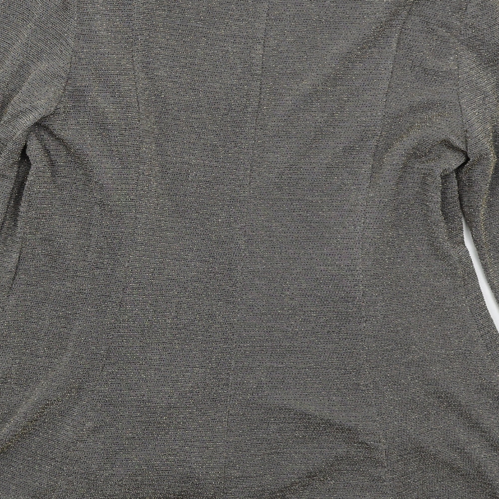 Roman Womens Grey V-Neck  Nylon Cardigan Jumper Size 14