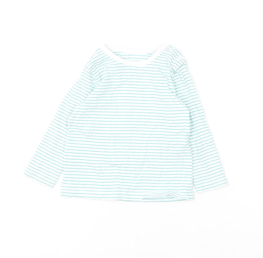 Dunnes Stores Baby Green Striped Cotton Basic T-Shirt Size 3-6 Months Round Neck